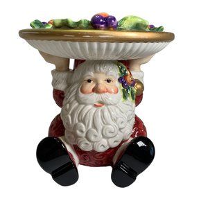 FITZ and FLOYD Christmas Santa Pillar Candle Holder 6" Tall